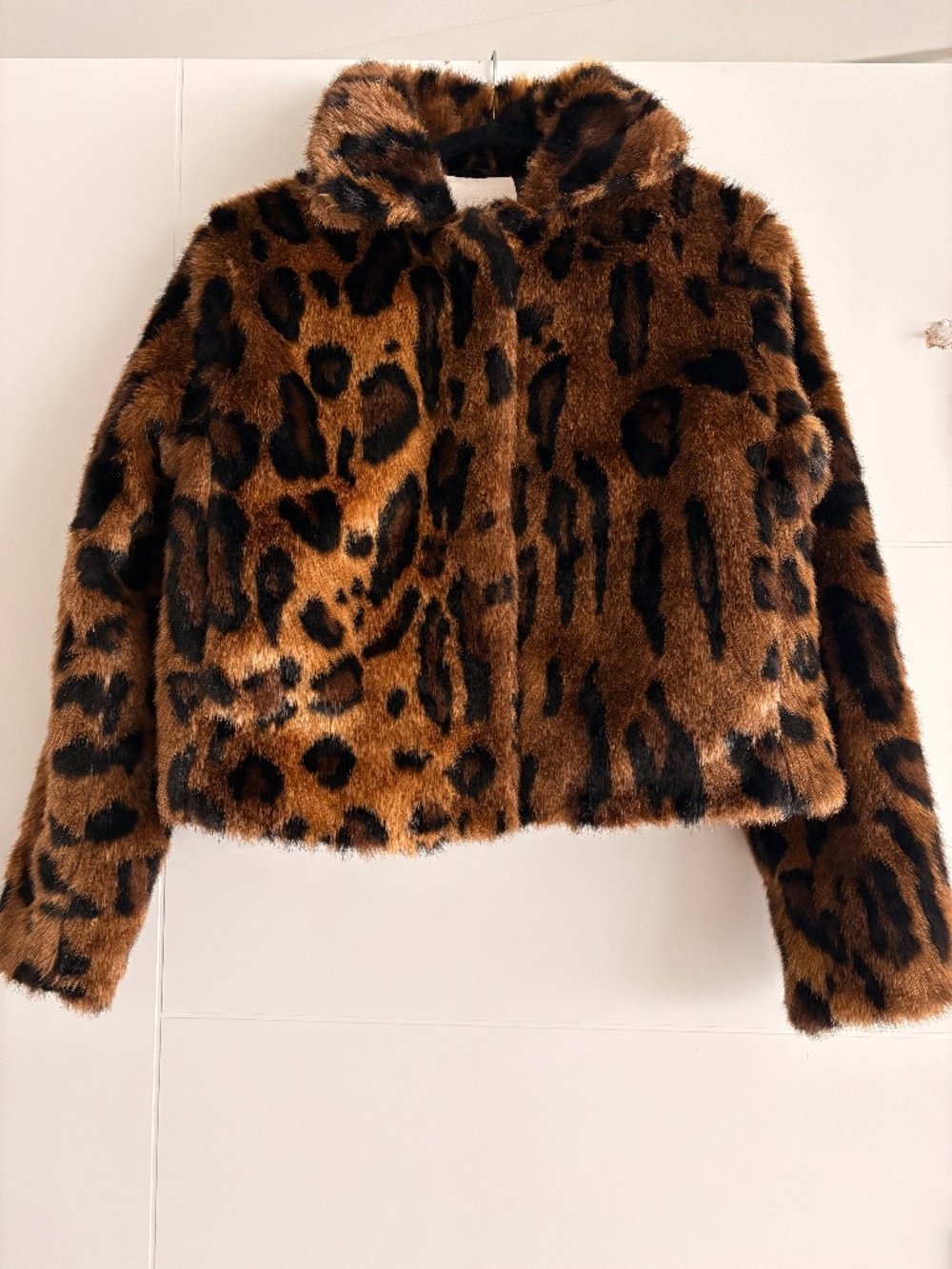 Leopard Faux Fur Cropped Jacket | Vintage-Inspired Statement Coat
